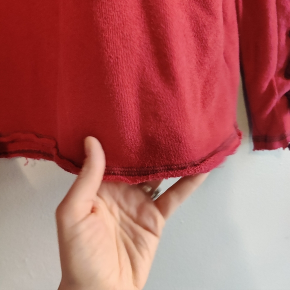 Euc Free People Lace Up Fleece cozy sweater - Picture 4 of 6